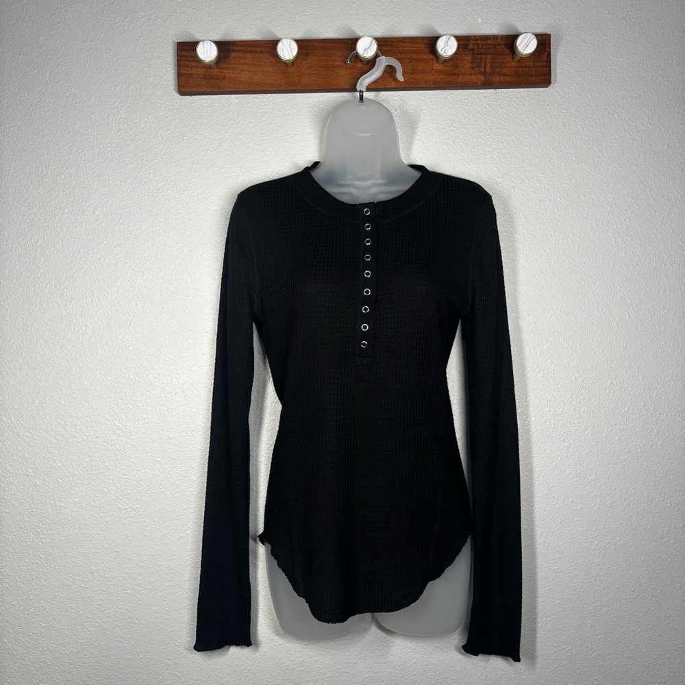 Zenana Black Waffle Knit Size Large